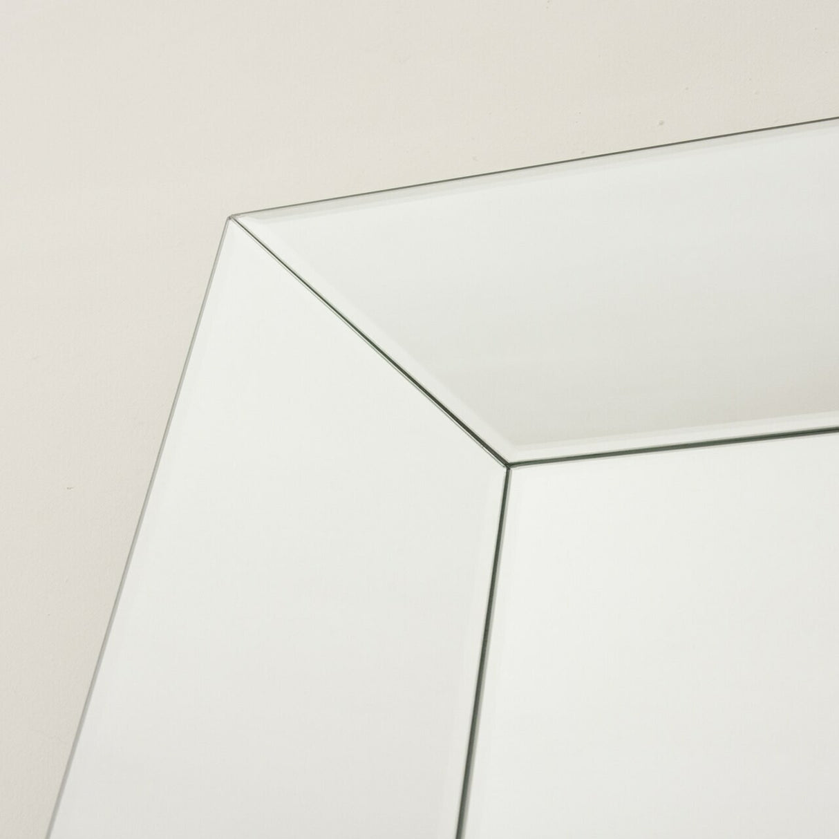 Silver rectangular frameless angled tray glass mirror