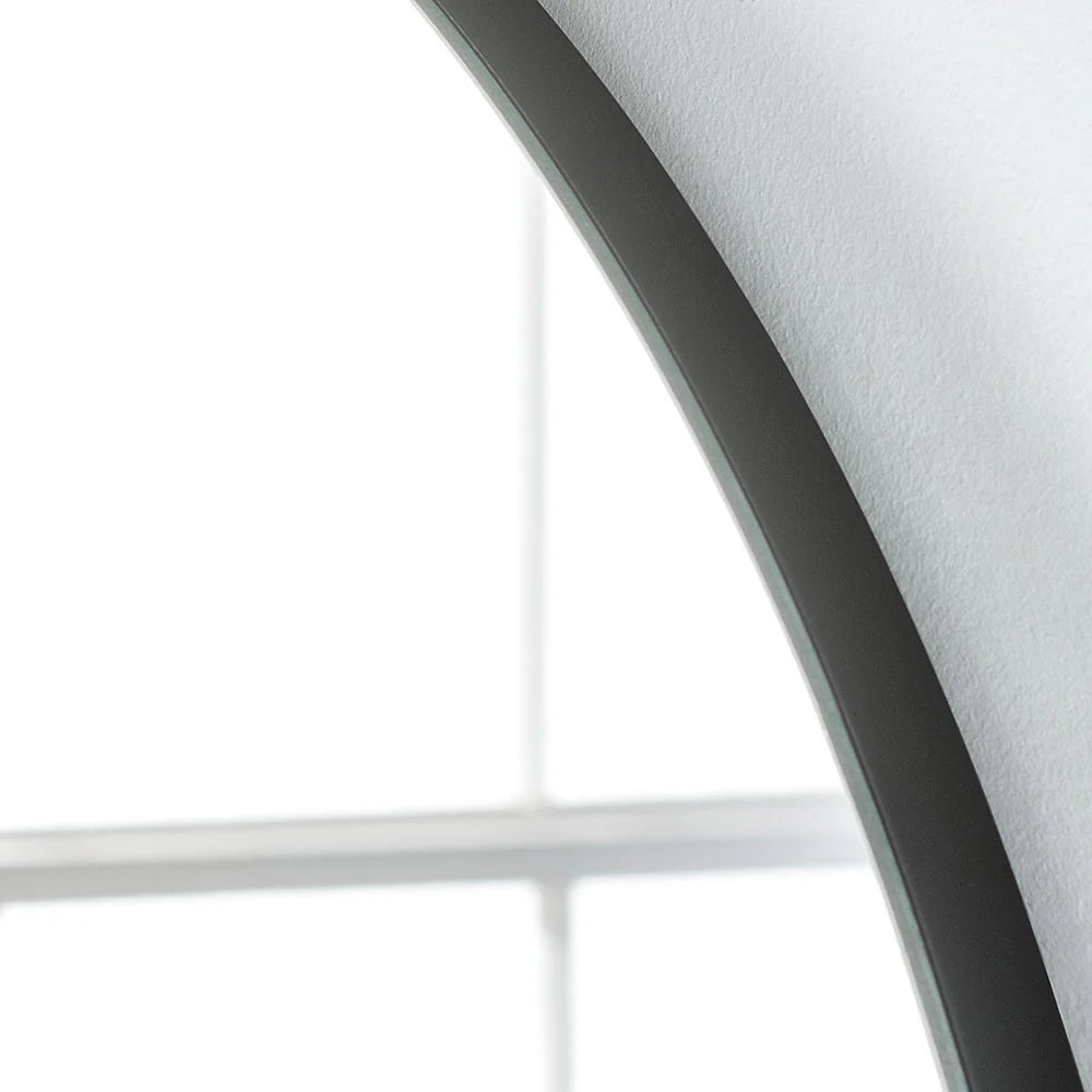 Black minimal frame arched glass mirror