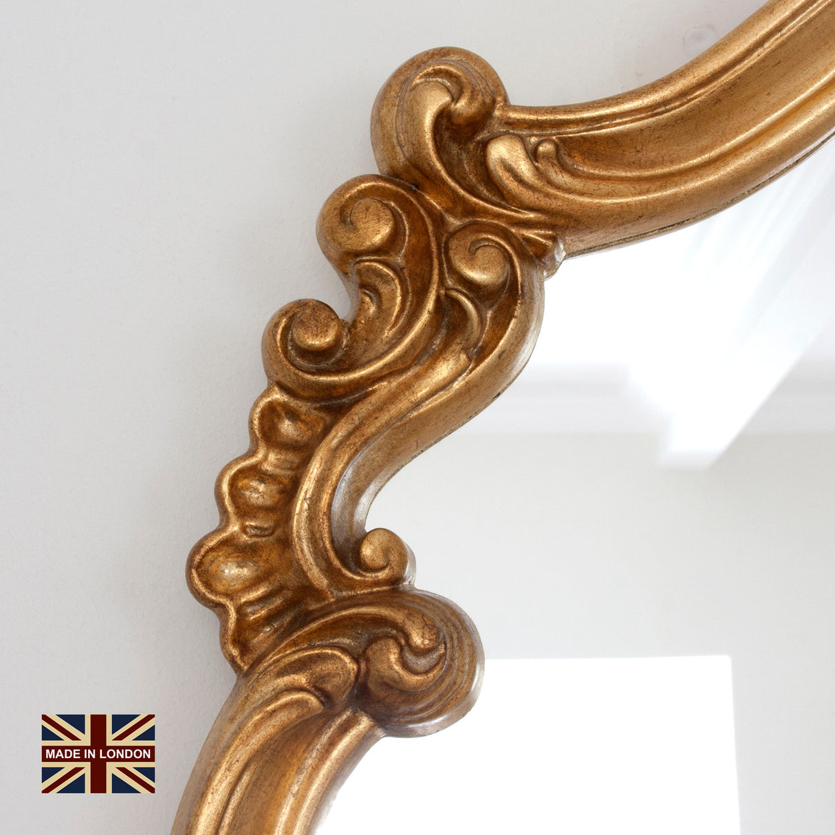 Image of Renaissance Antiqued Gold carved Overmantle mirror