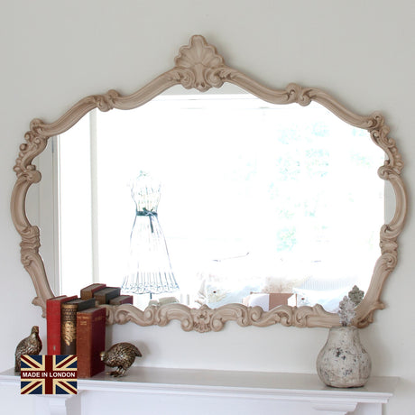 Renaissance ivory curved frame arched glass mirror