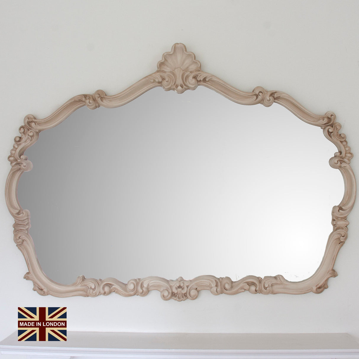 Renaissance ivory curved frame arched glass mirror