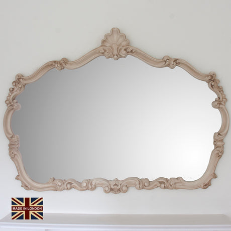 Renaissance ivory curved frame arched glass mirror