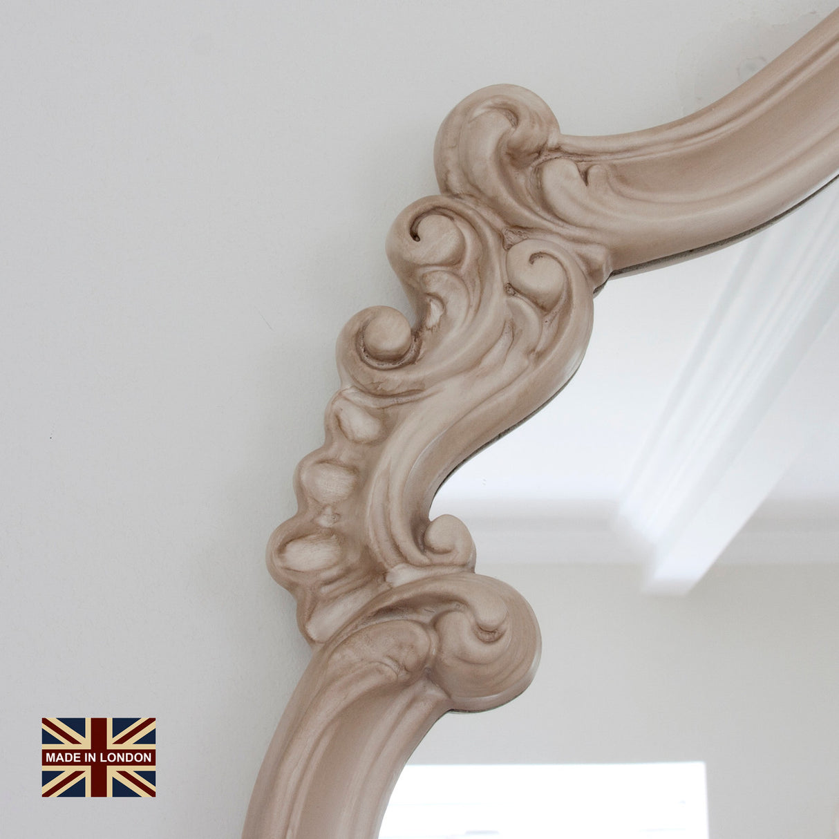 Renaissance ivory curved frame arched glass mirror