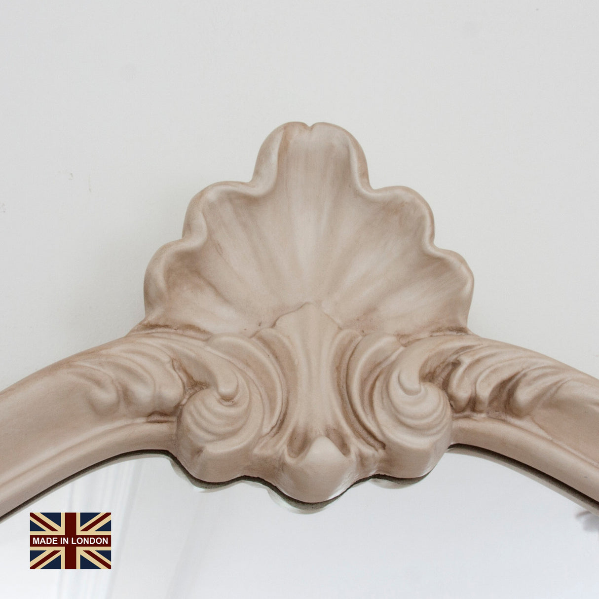 Renaissance ivory curved frame arched glass mirror