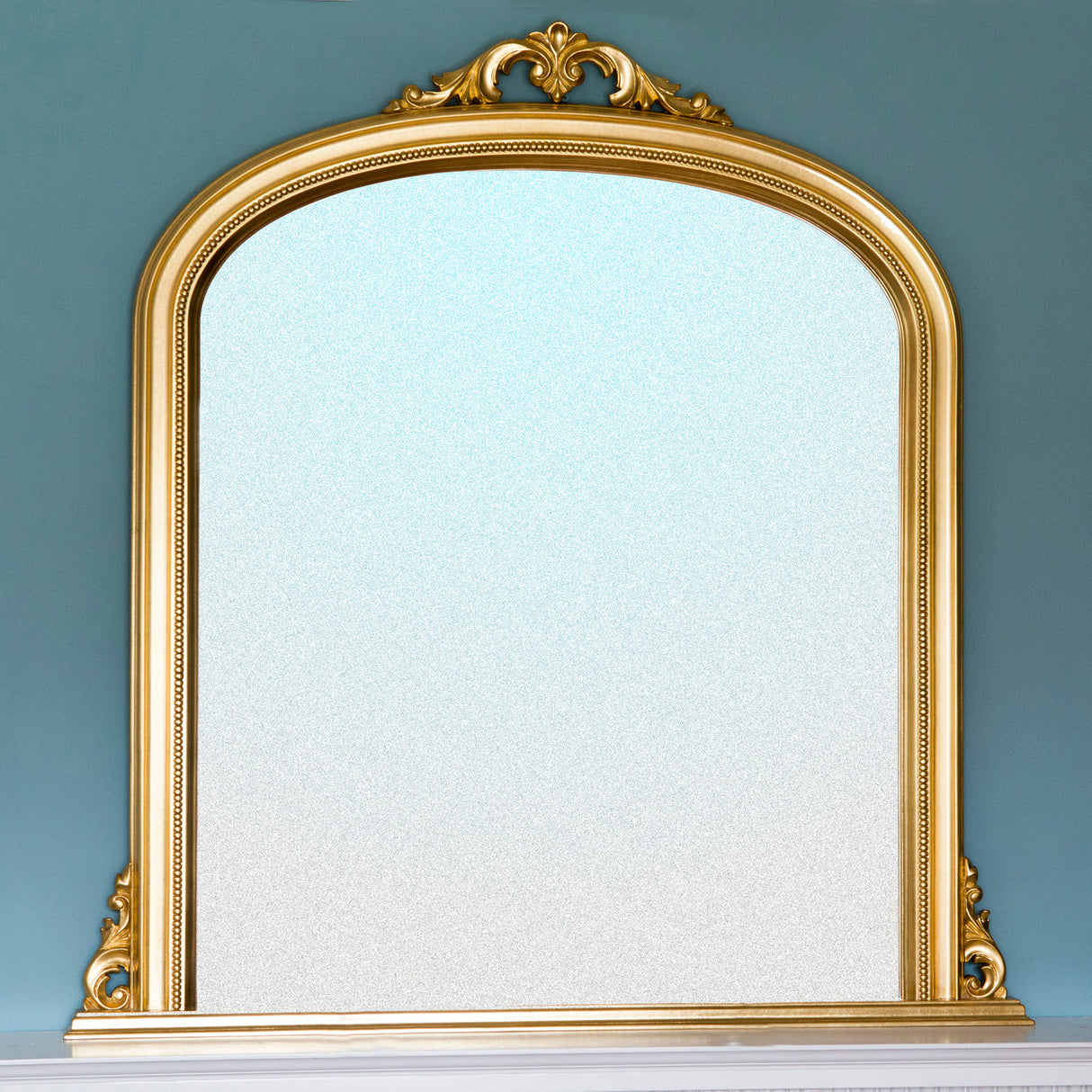 Gold decorative frame arched beveled edge glass mirror