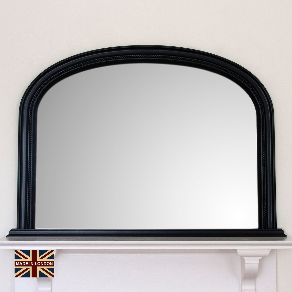 Antique black frame arched glass mirror