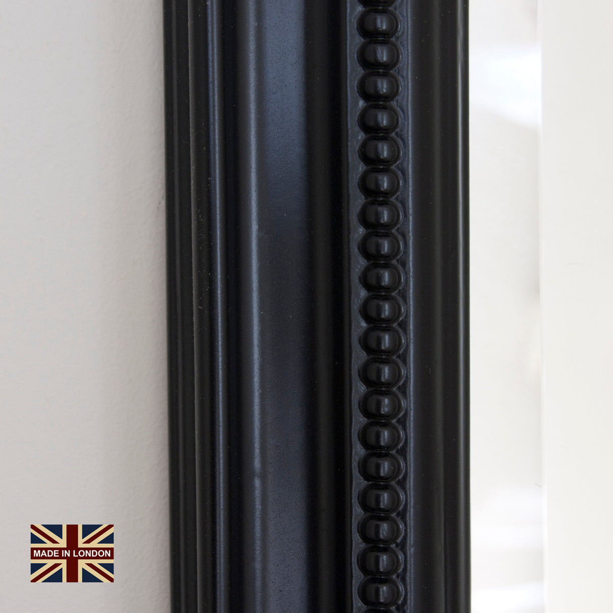 Antique black frame arched glass mirror