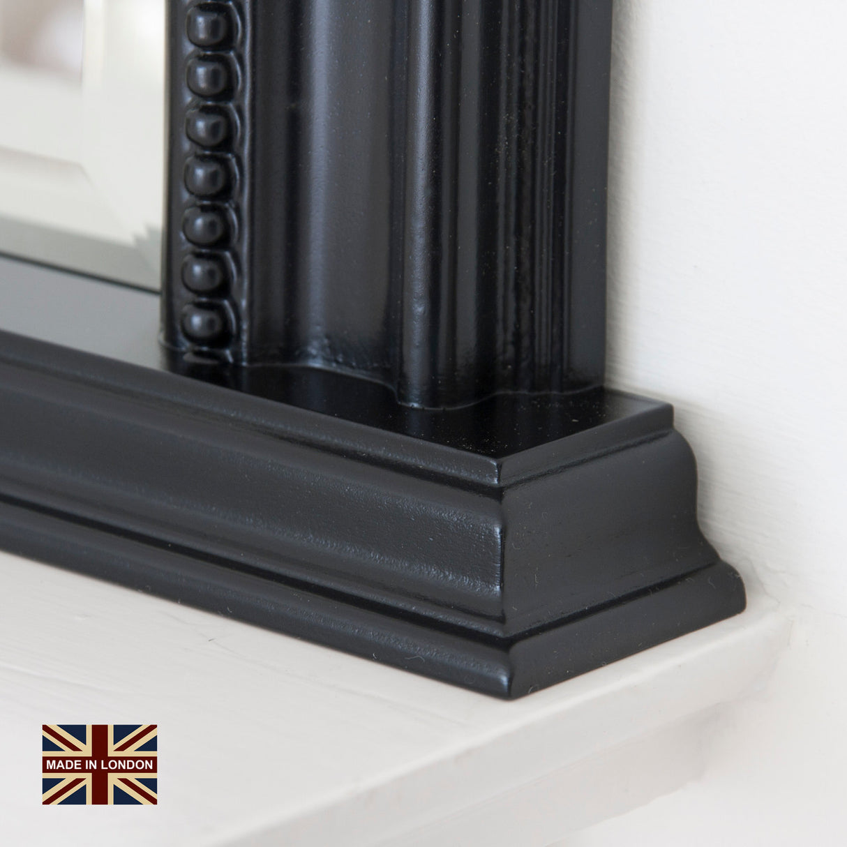 Antique black frame arched glass mirror