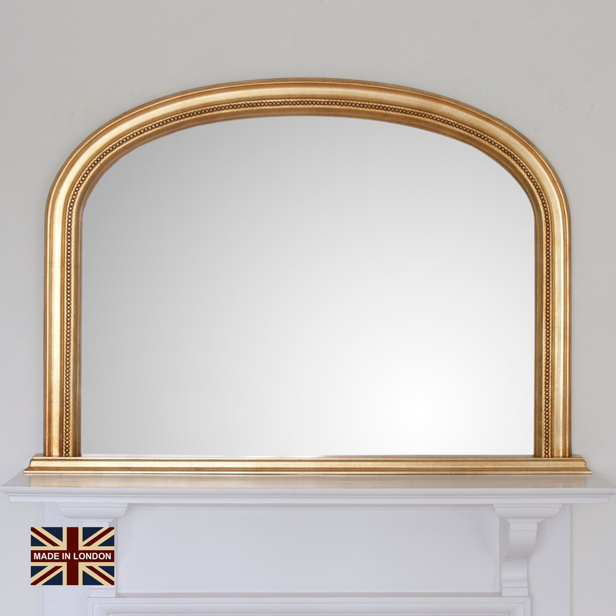 Antique gold frame arched glass mirror