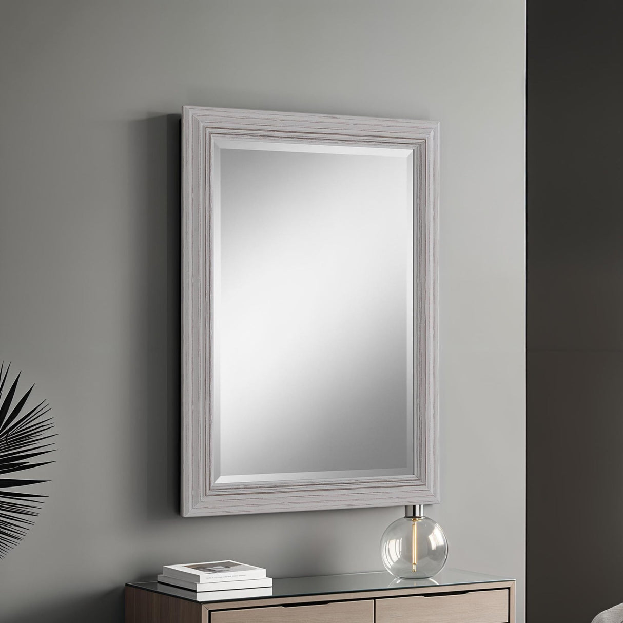 Isla Distressed White Rectangular Mirror