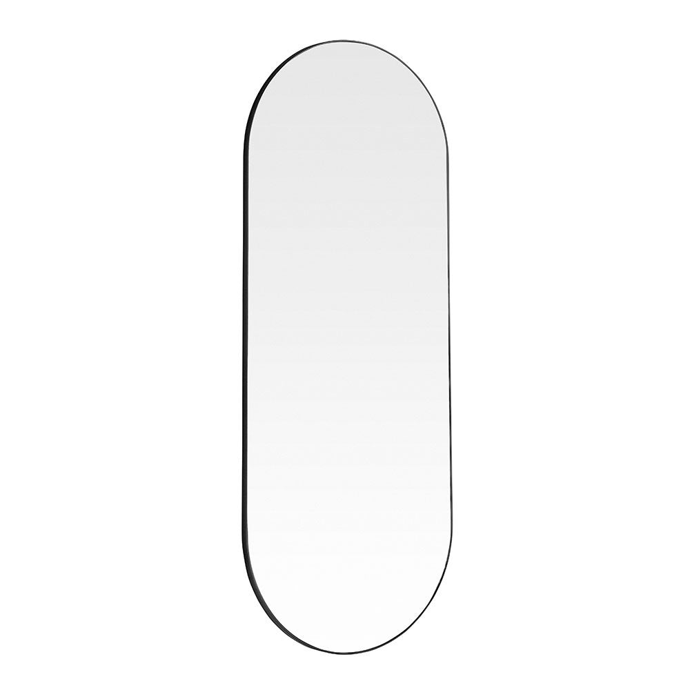 tall full length oval mirror with slim black frame