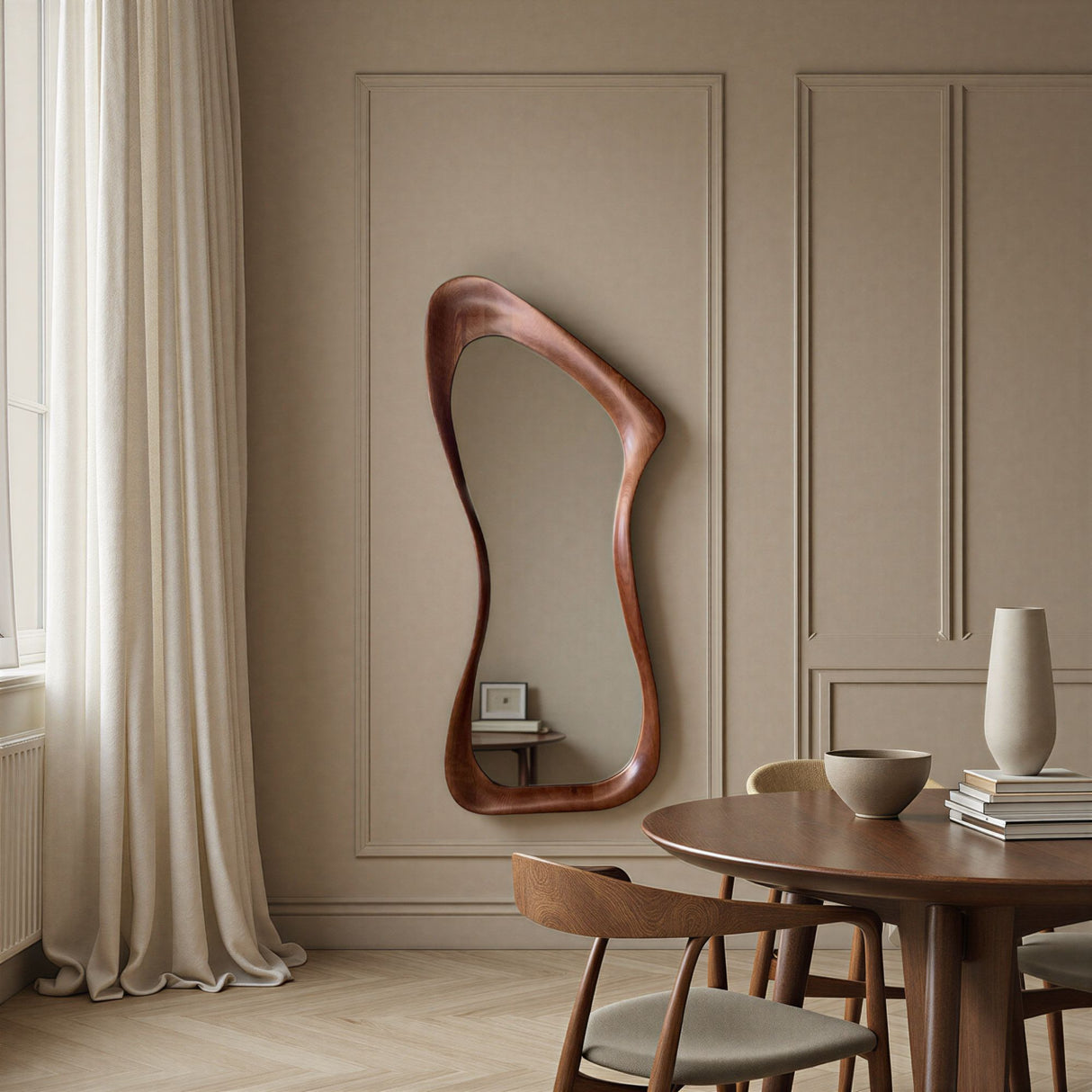 Abstract Walnut Full Length Mirror