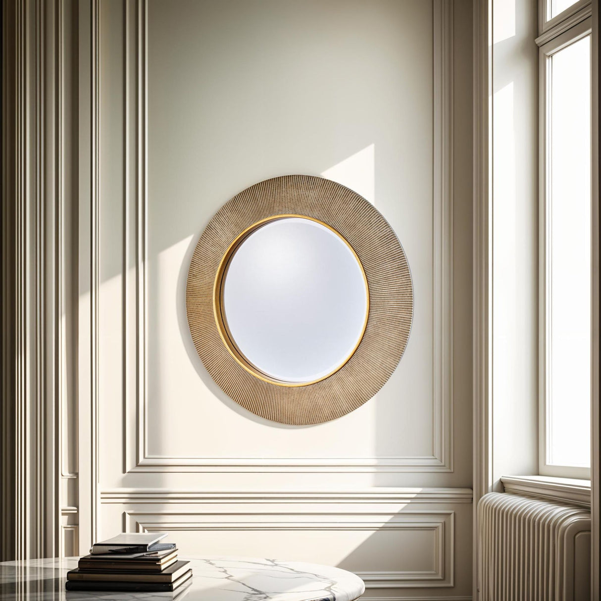 Edvin gold round mirror