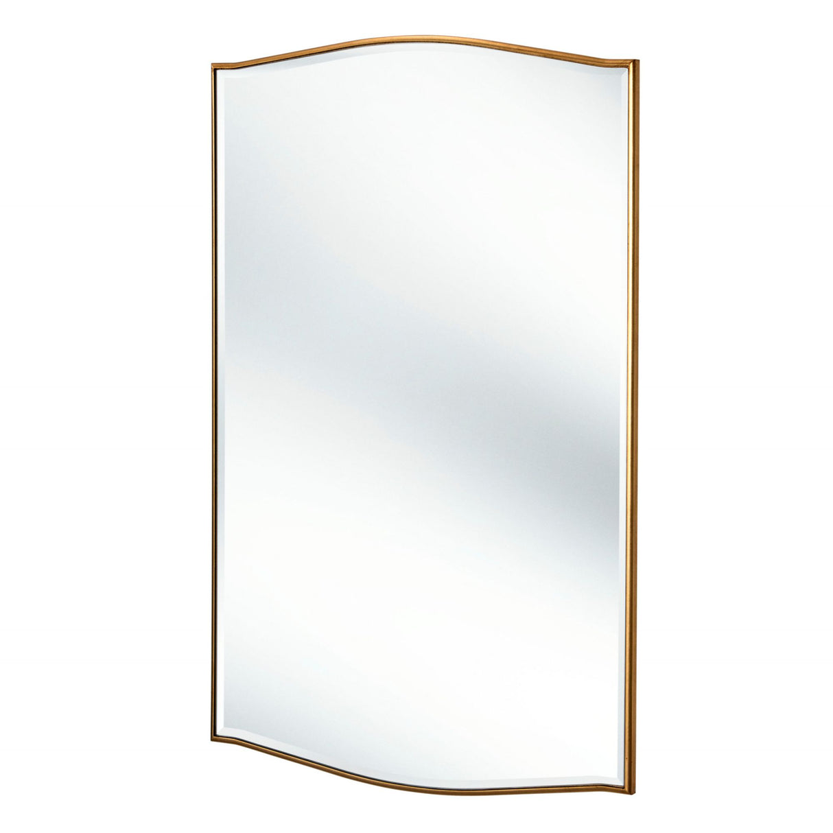 Curved classic bevelled mirror gold