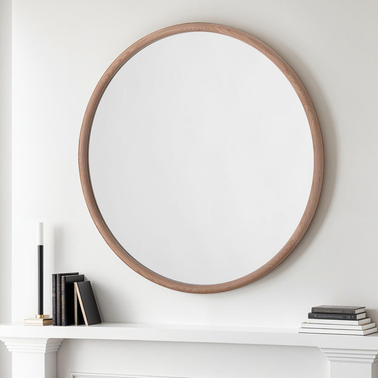 Beaufort Round Oak Solid Wall Mirror