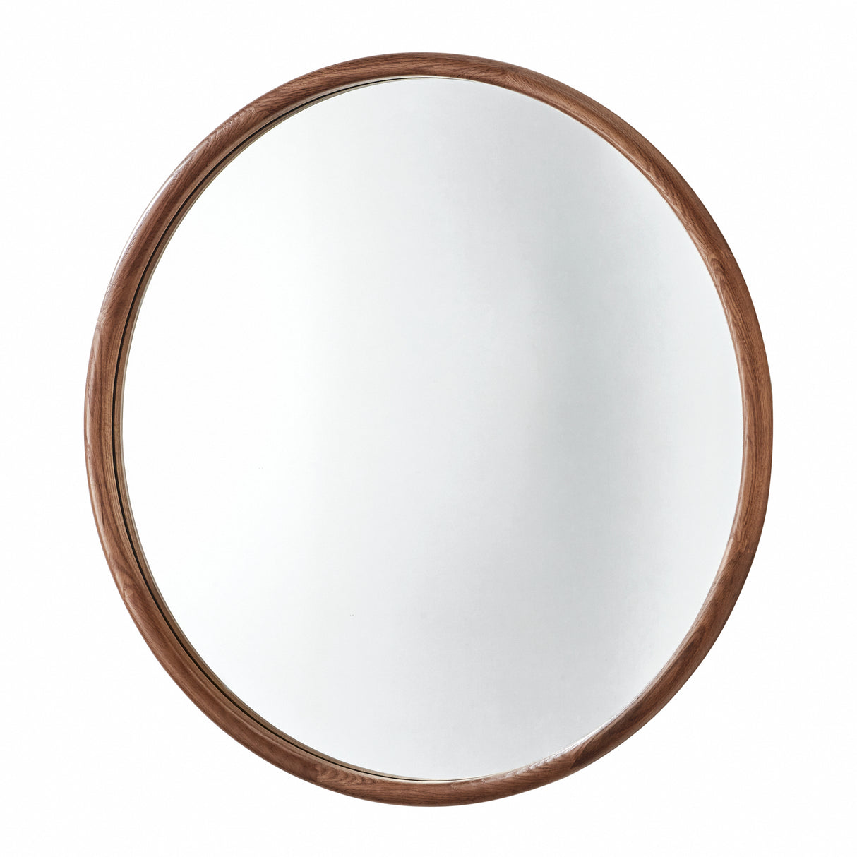 Round walnut wood mirror