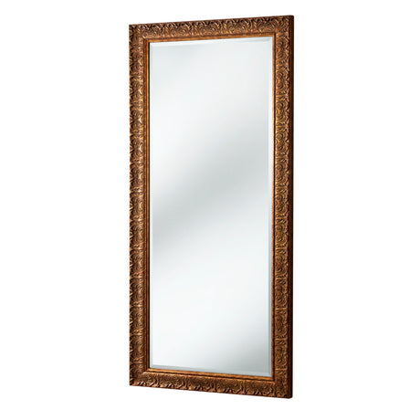 Decorative wall mirror with a gold frame on a white background