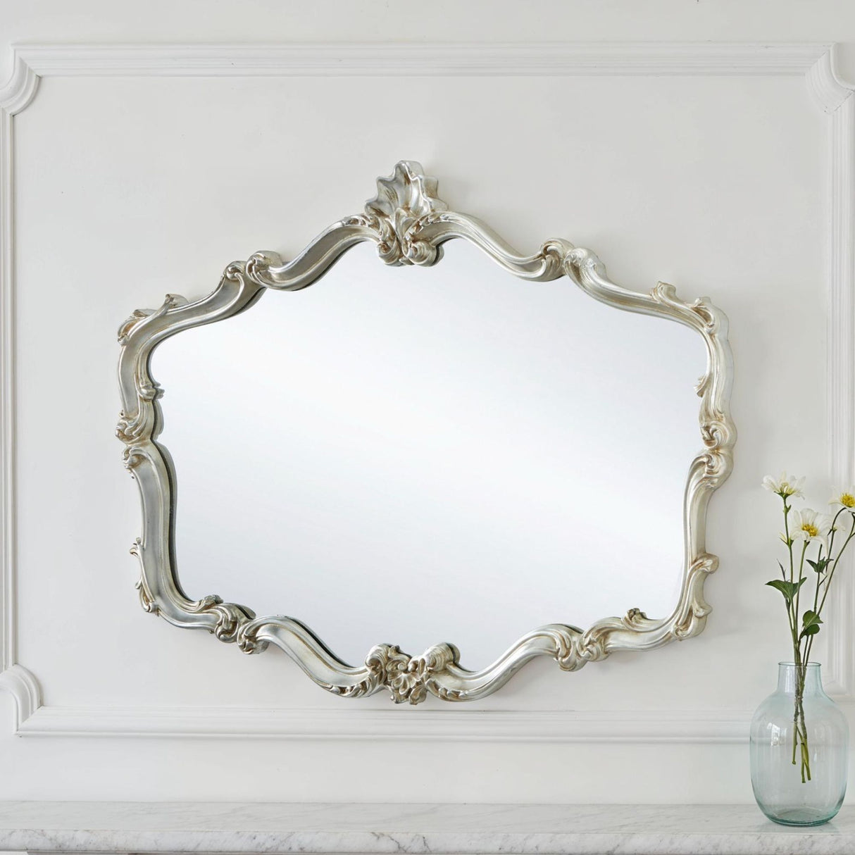 Carved Silver Mirror