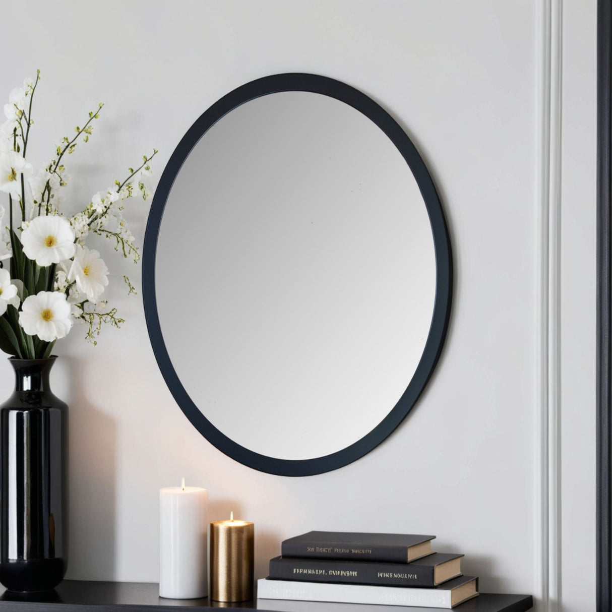Contemporary Oval Black Mirror