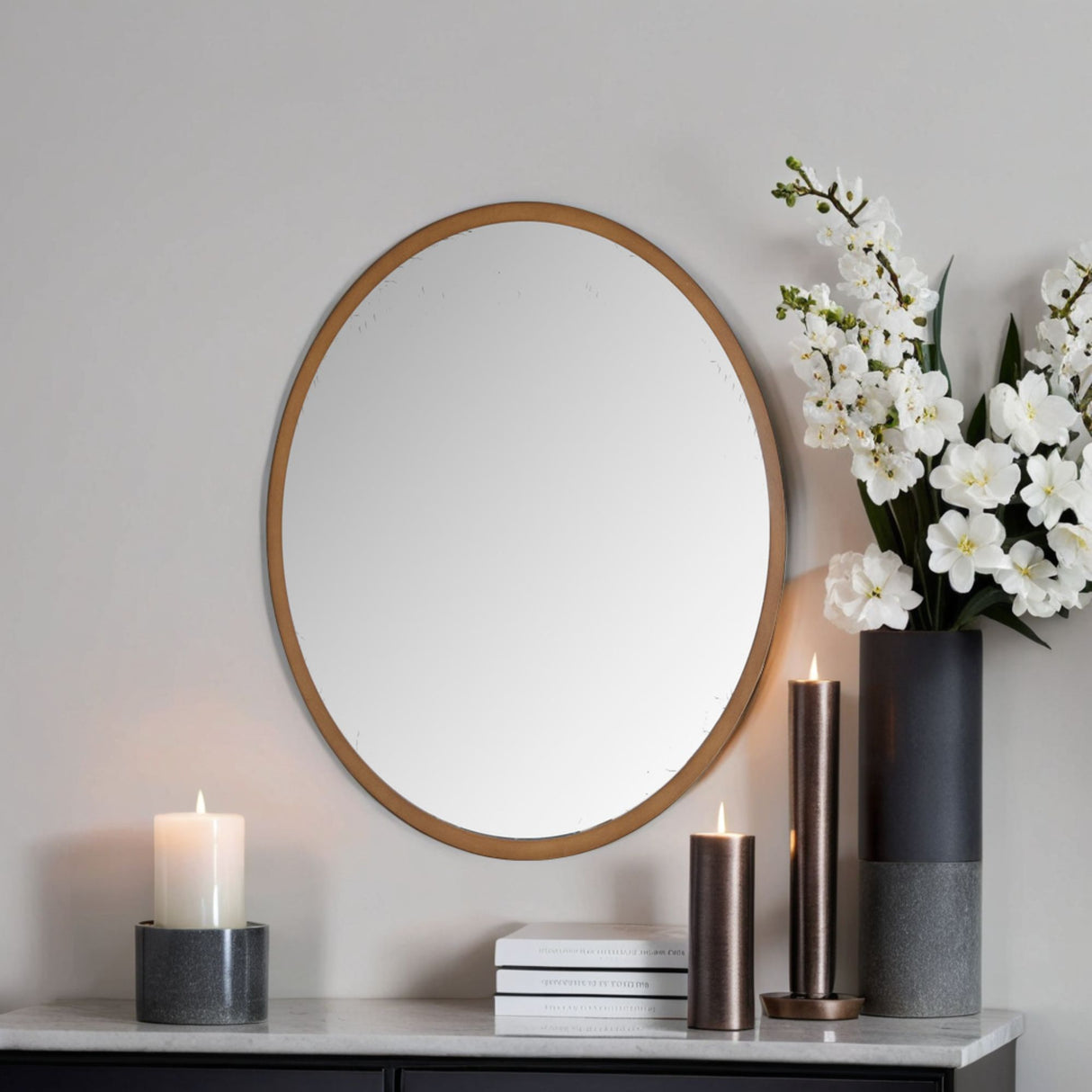 Contemporary Oval Bronze Mirror