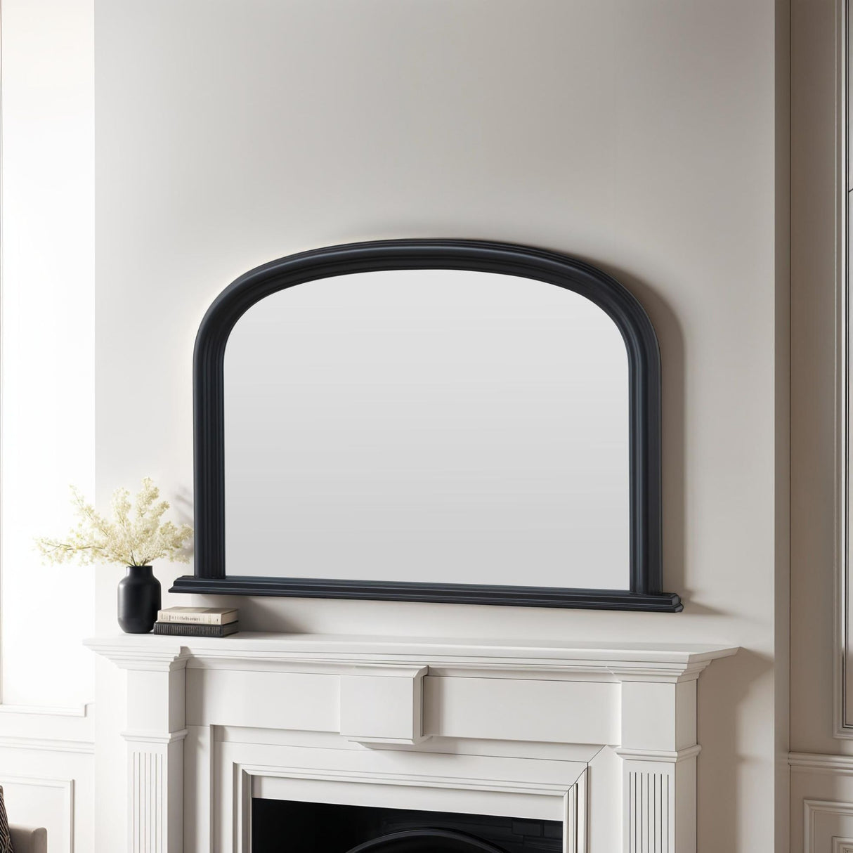 Black frame arched glass mirror