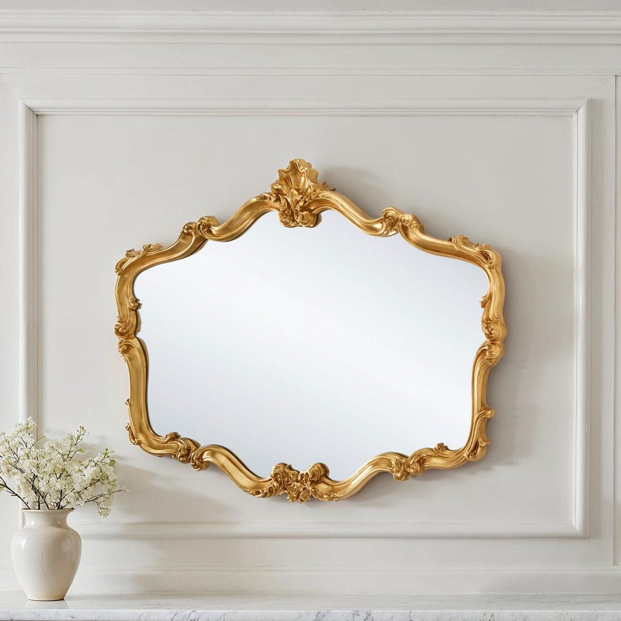 Craved Gold Landscape Mirror