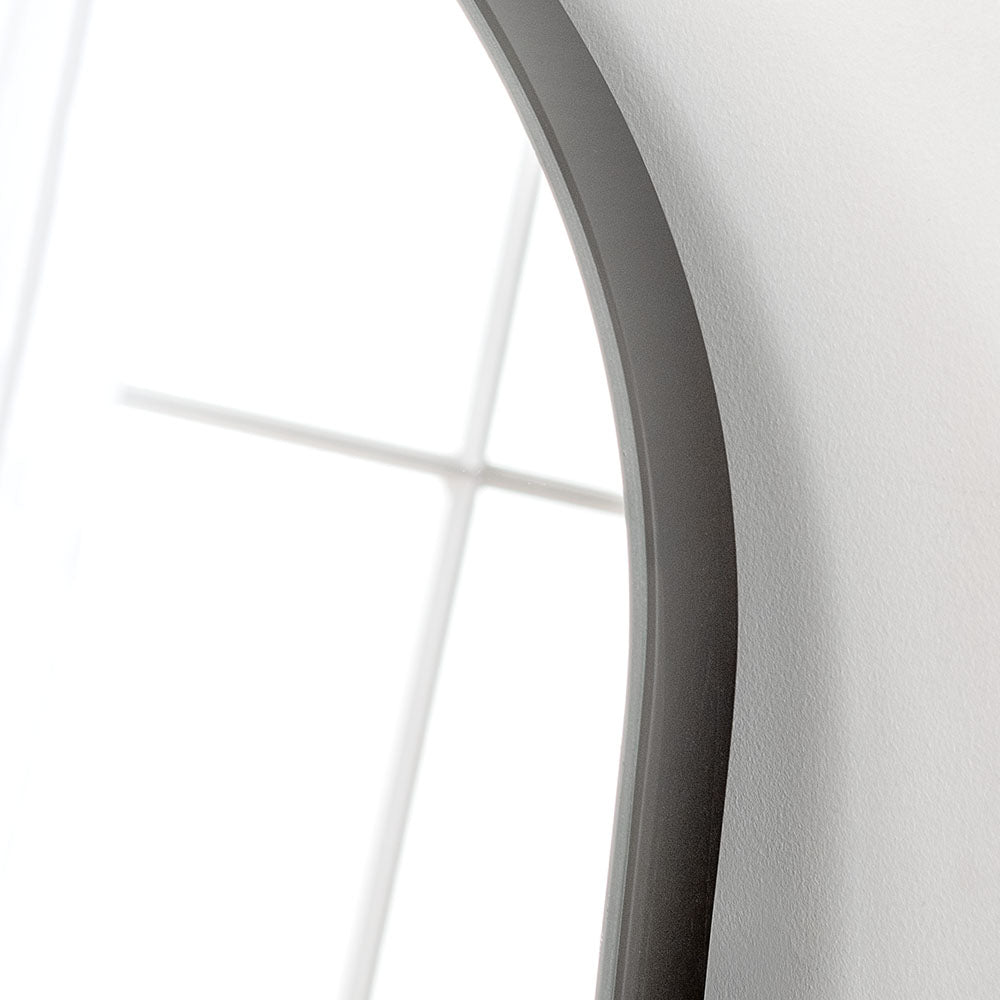 Black tall minimal frame arched glass mirror