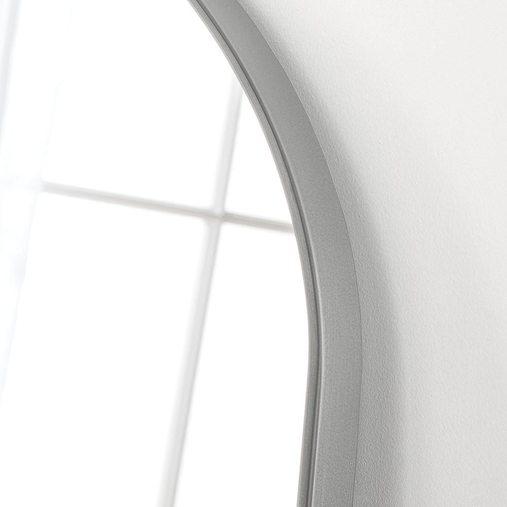 Silver tall minimal frame arched glass mirror