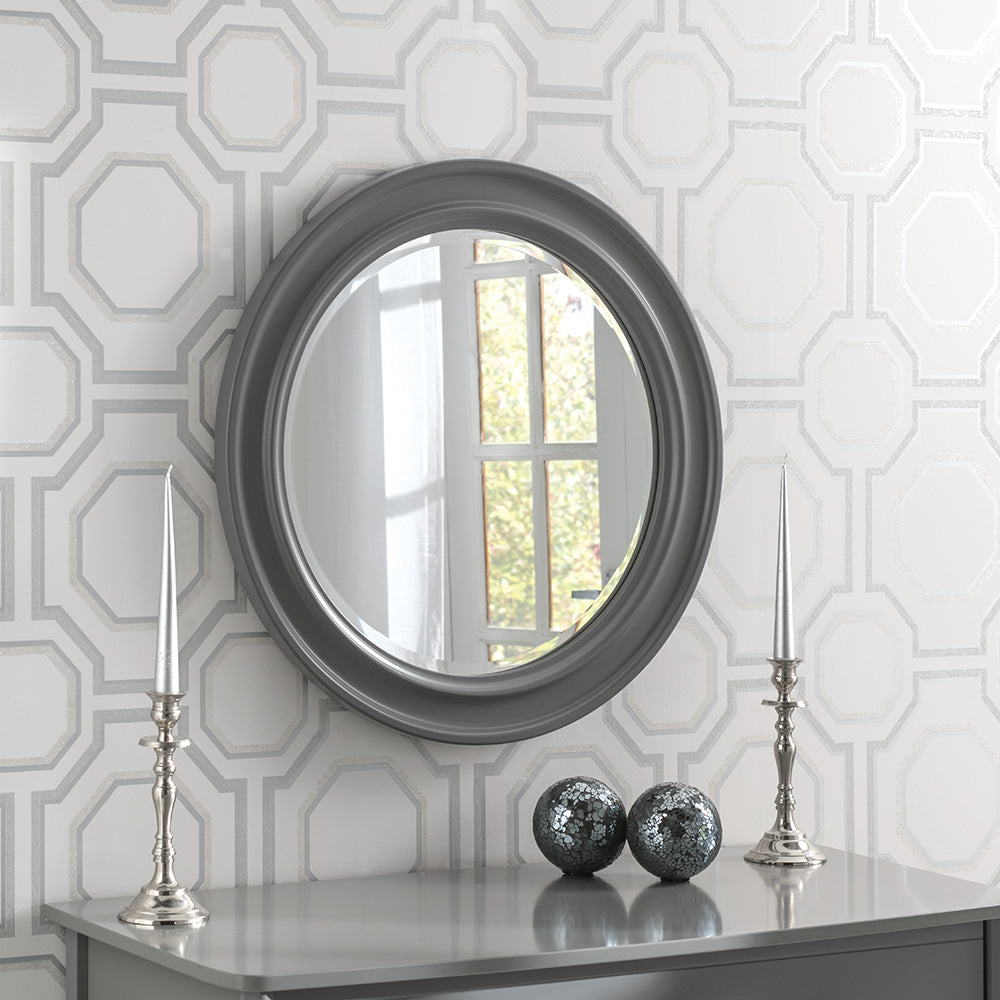 Antibes Round Grey Contemporary Mirror
