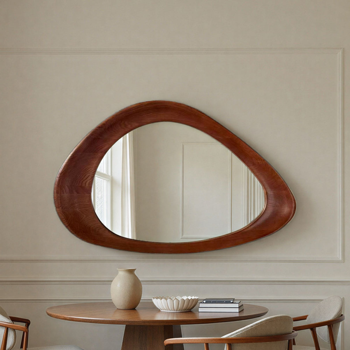 organic walnut abstract mirror