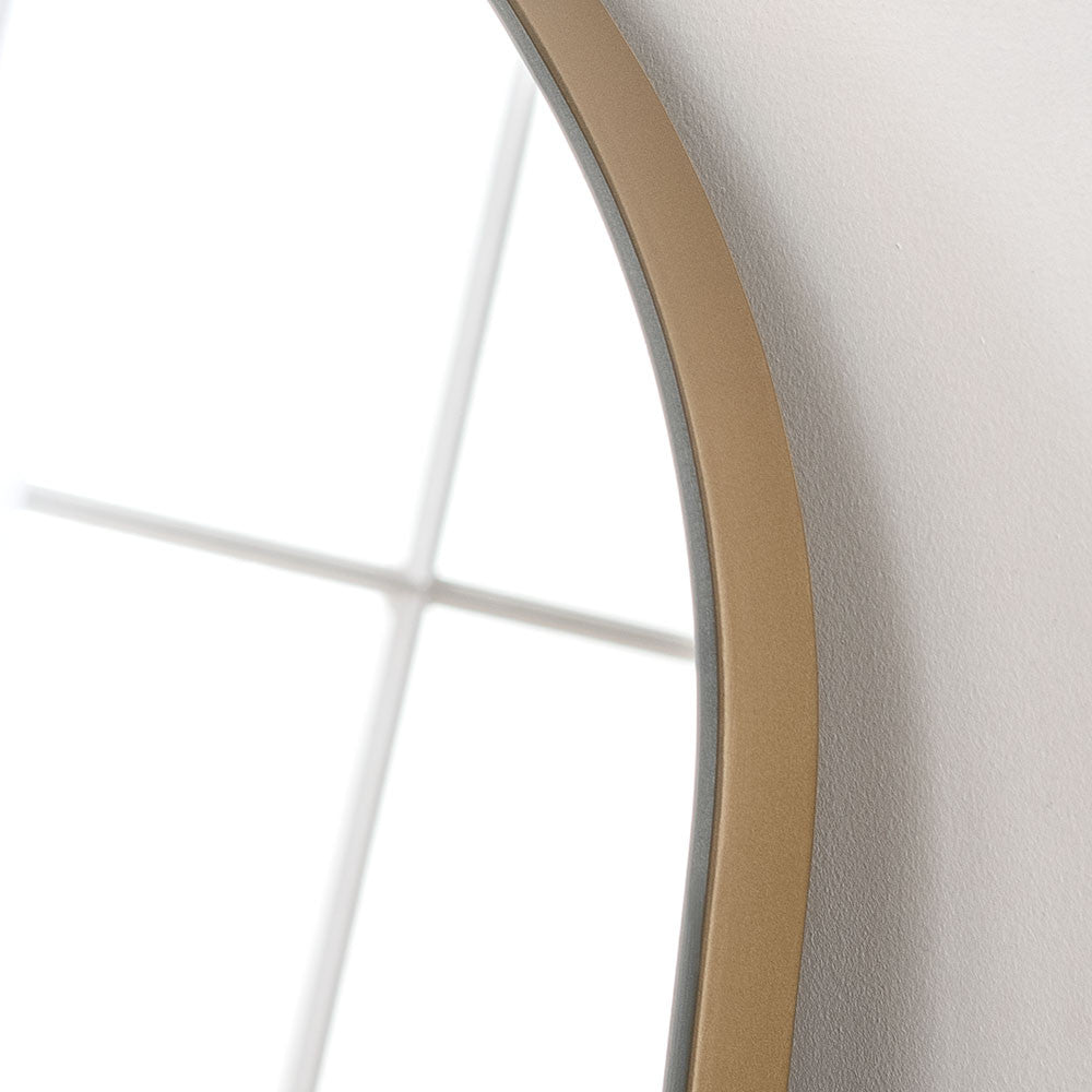 Gold minimal curved frame arched glass mirror