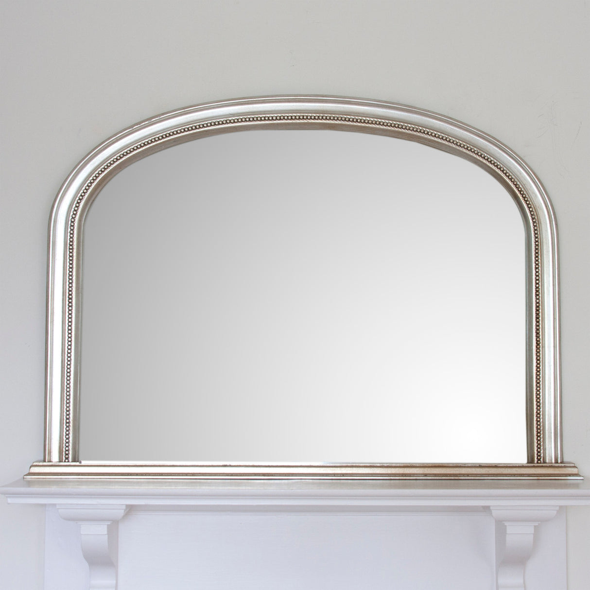 Antique silver frame arched glass mirror