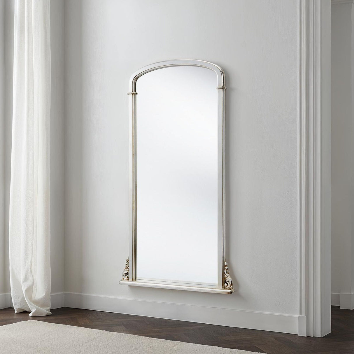 tall curved mirror silver