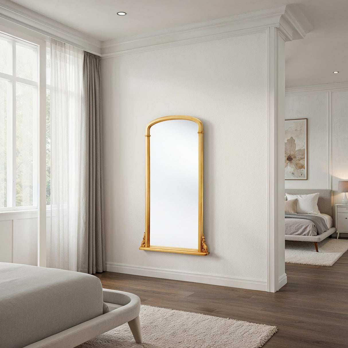 Gold tall curved mirror
