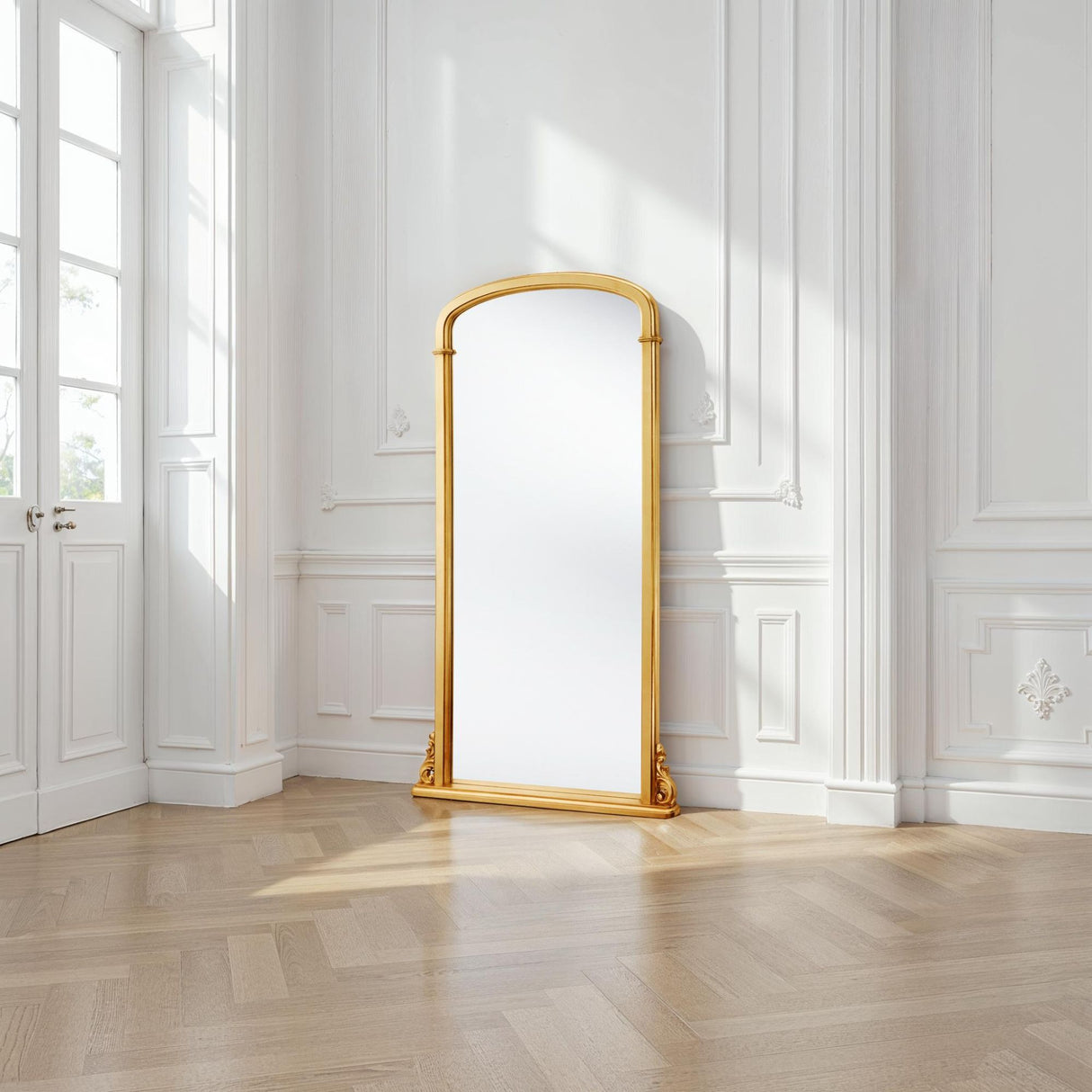 Tall Curved gold mirror