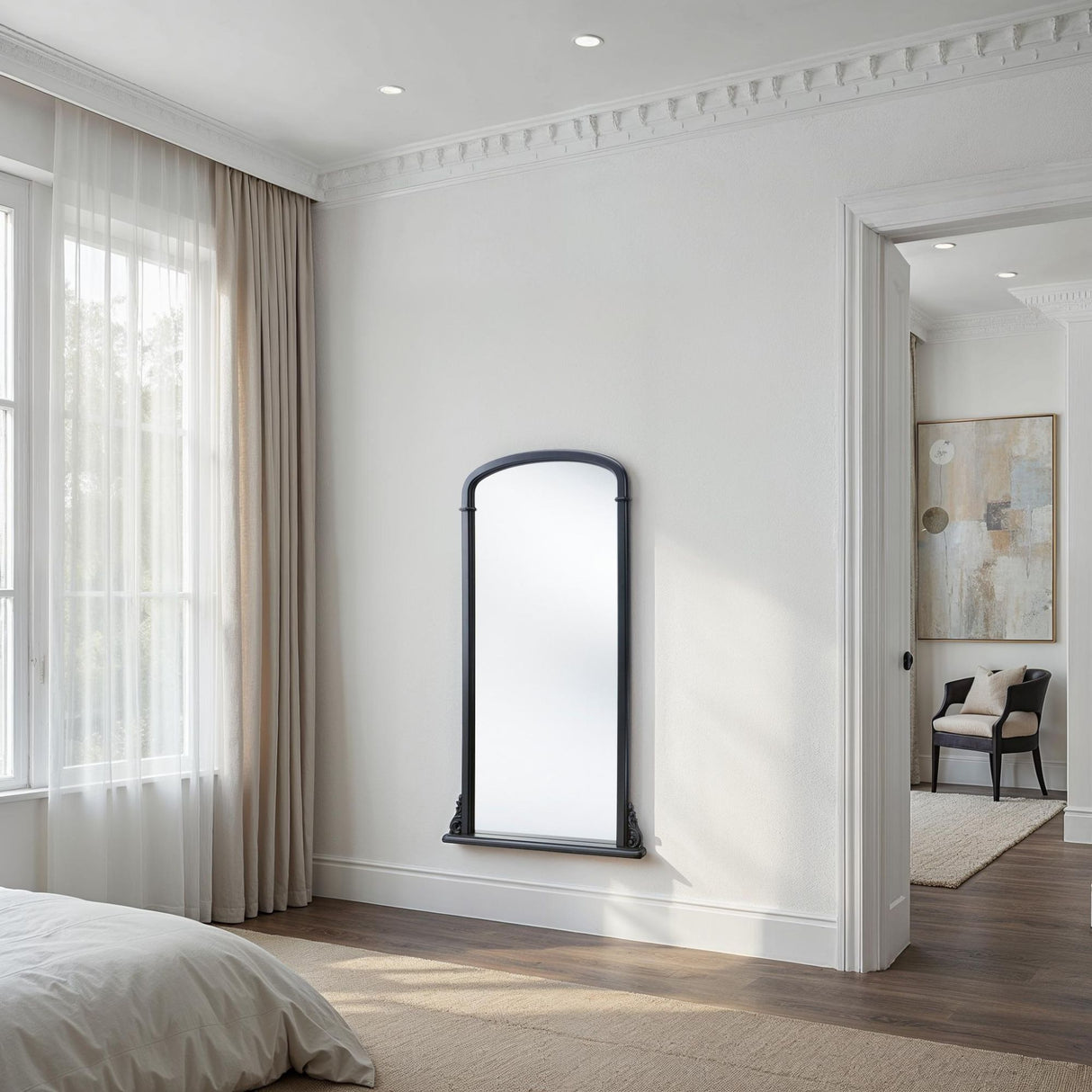 Tall curved mirror black