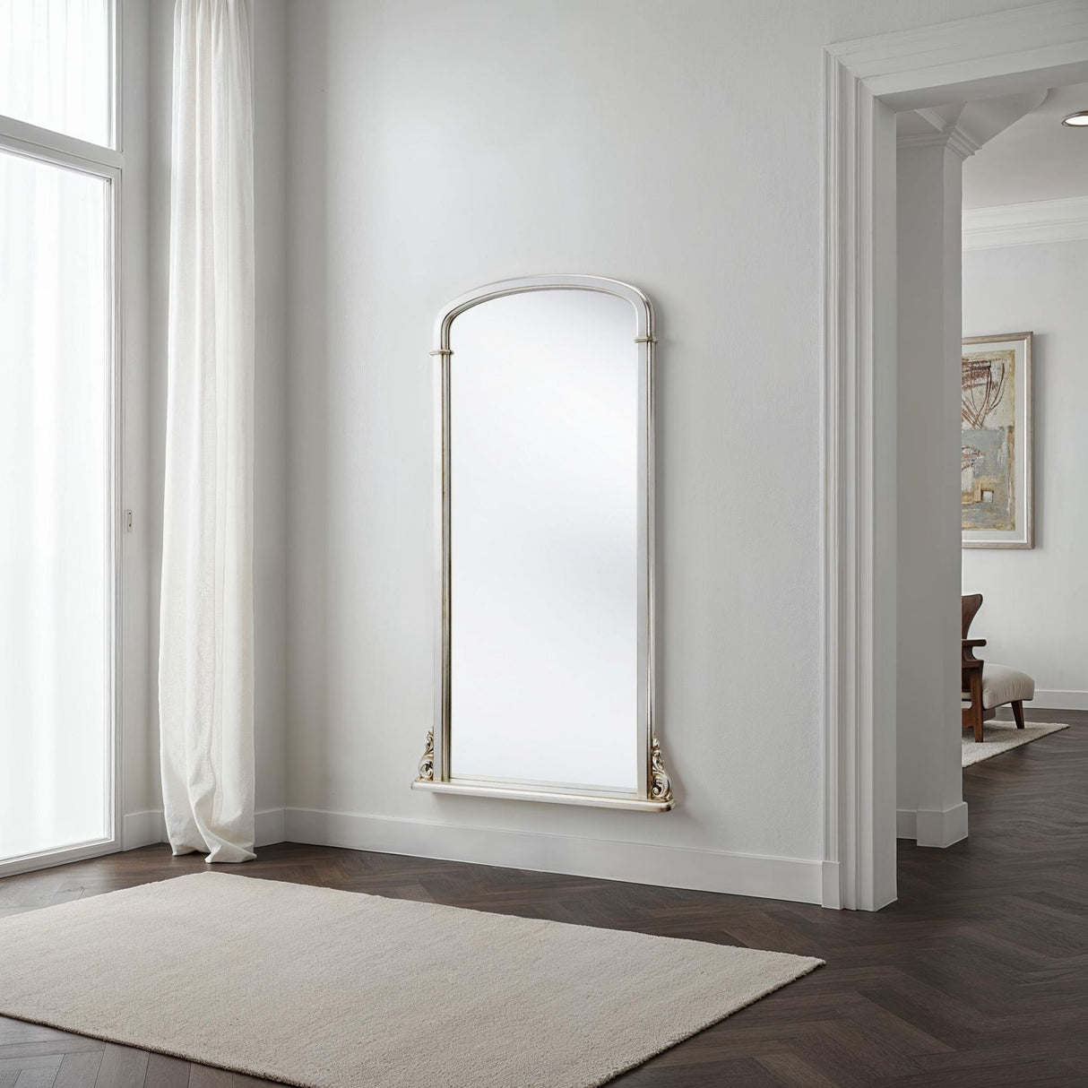 Tall curved mirror silver