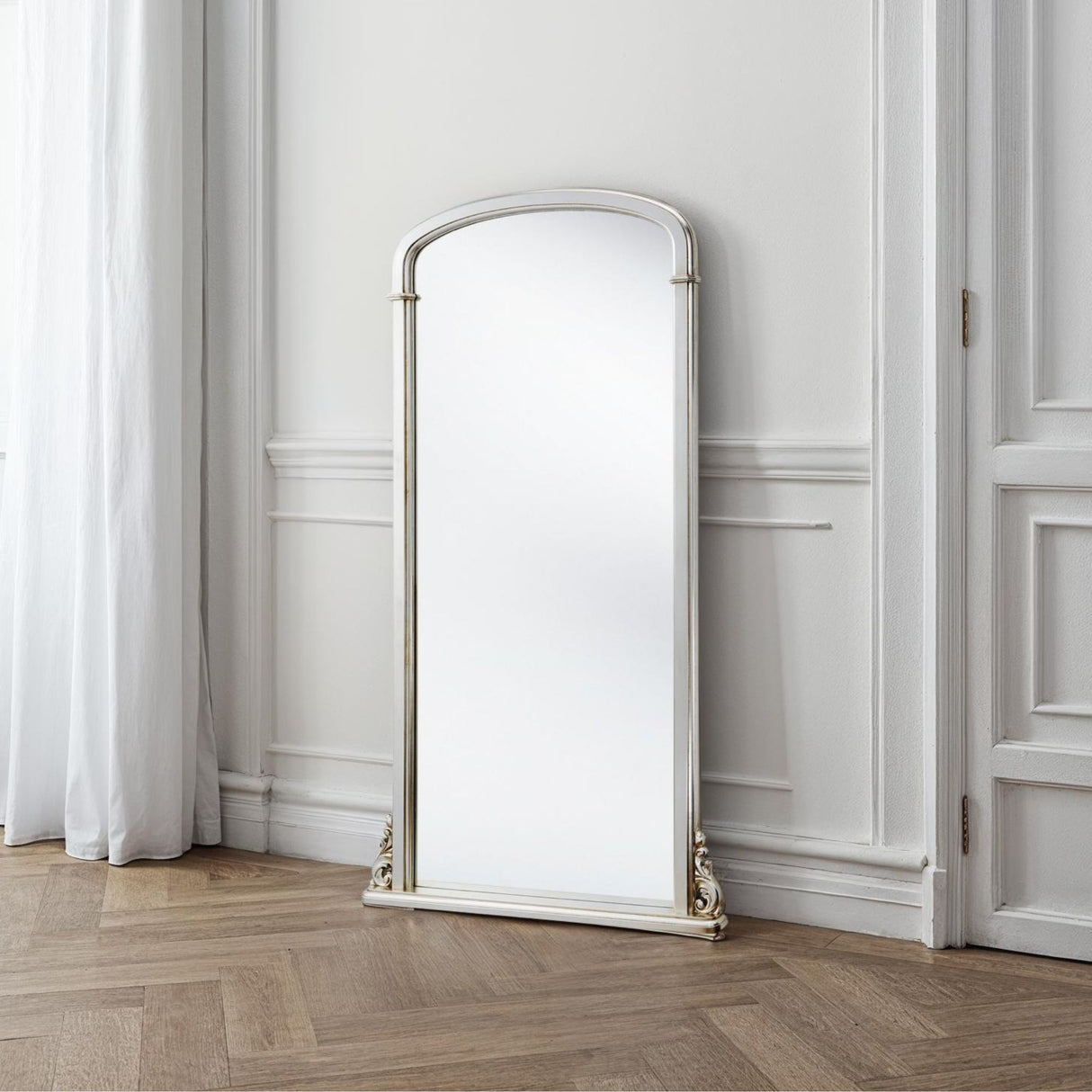 Tall Curved Mirror Silver