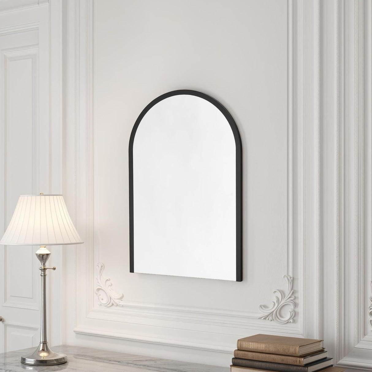 Black arch wall mirror