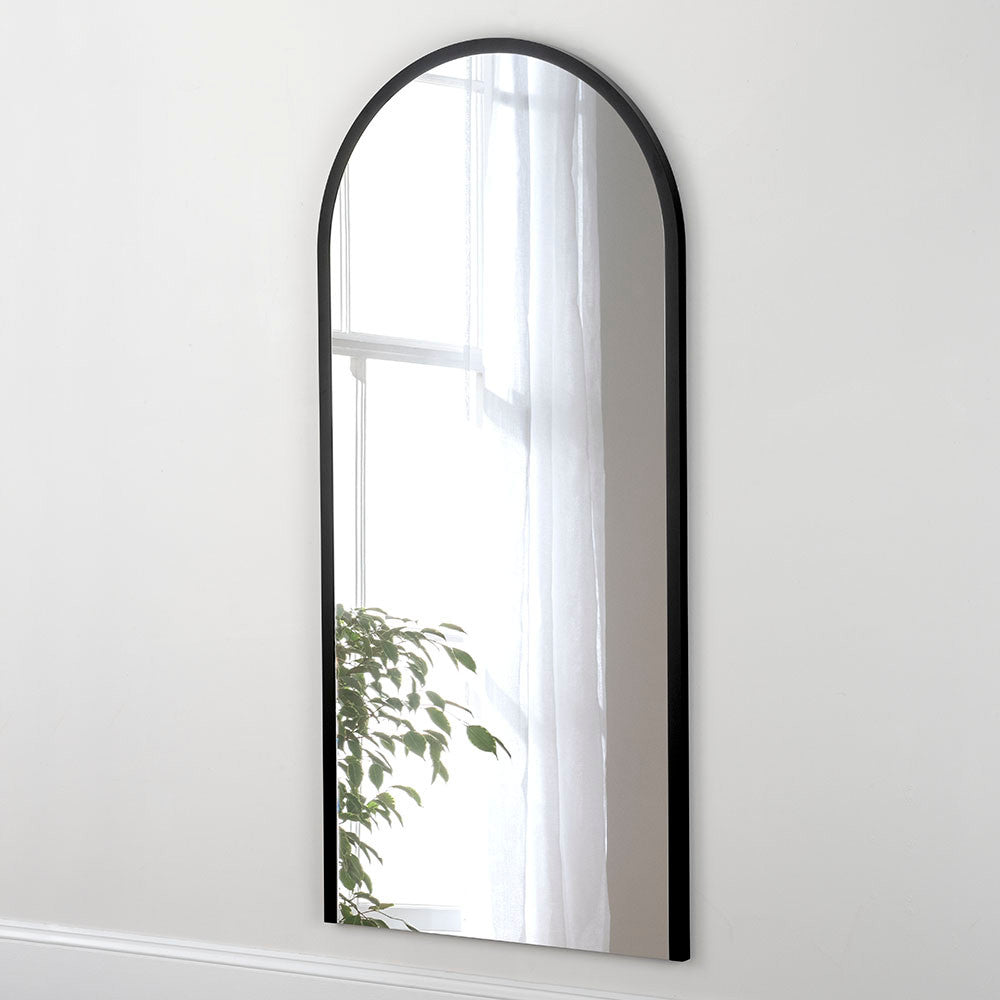 simple black arched full length mirror