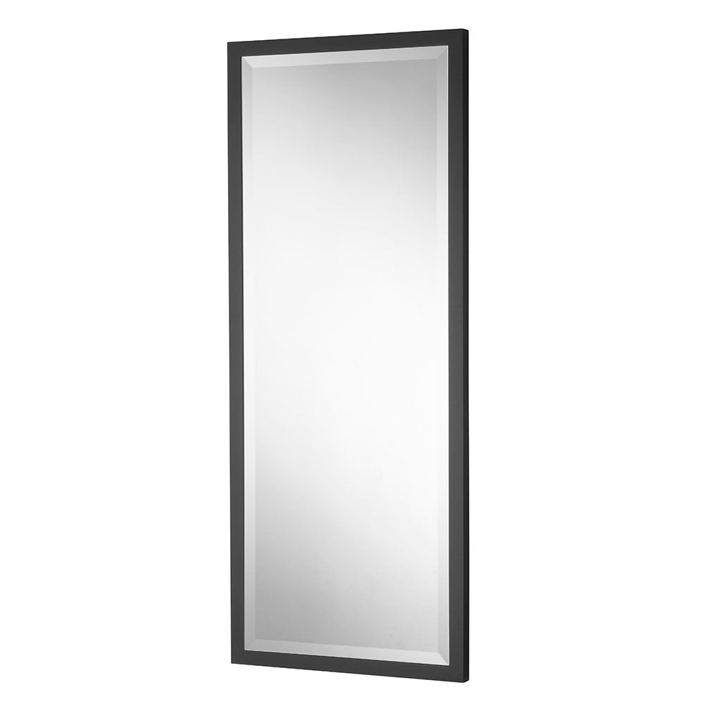 Tall rectangular frame black beveled edge glass mirror