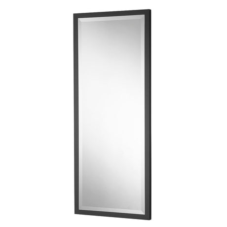 Tall rectangular frame black beveled edge glass mirror