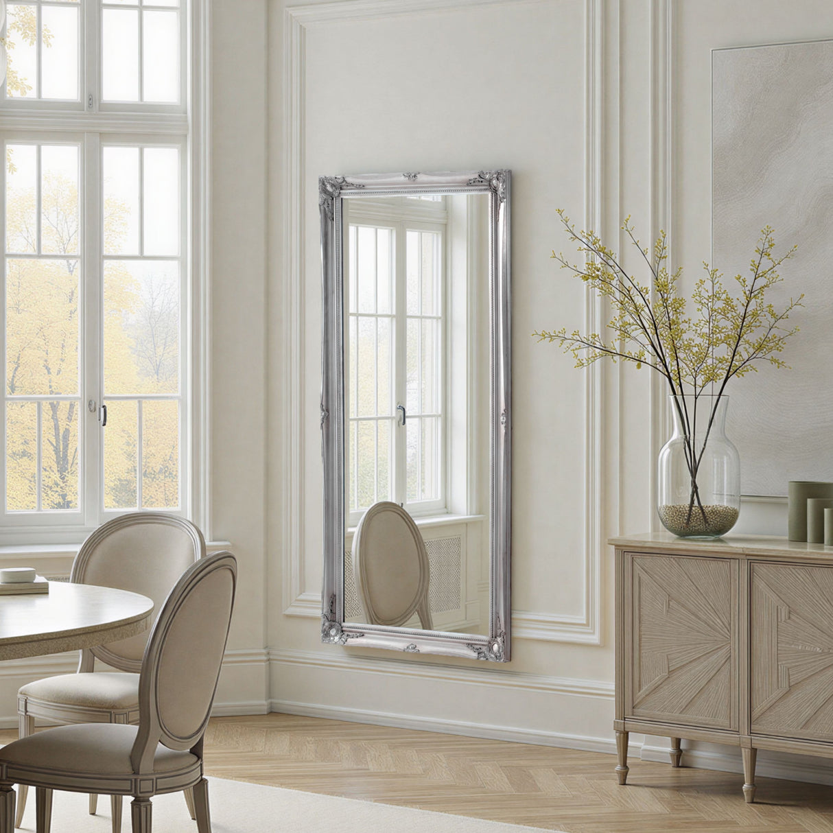 Carved french style full length mirror