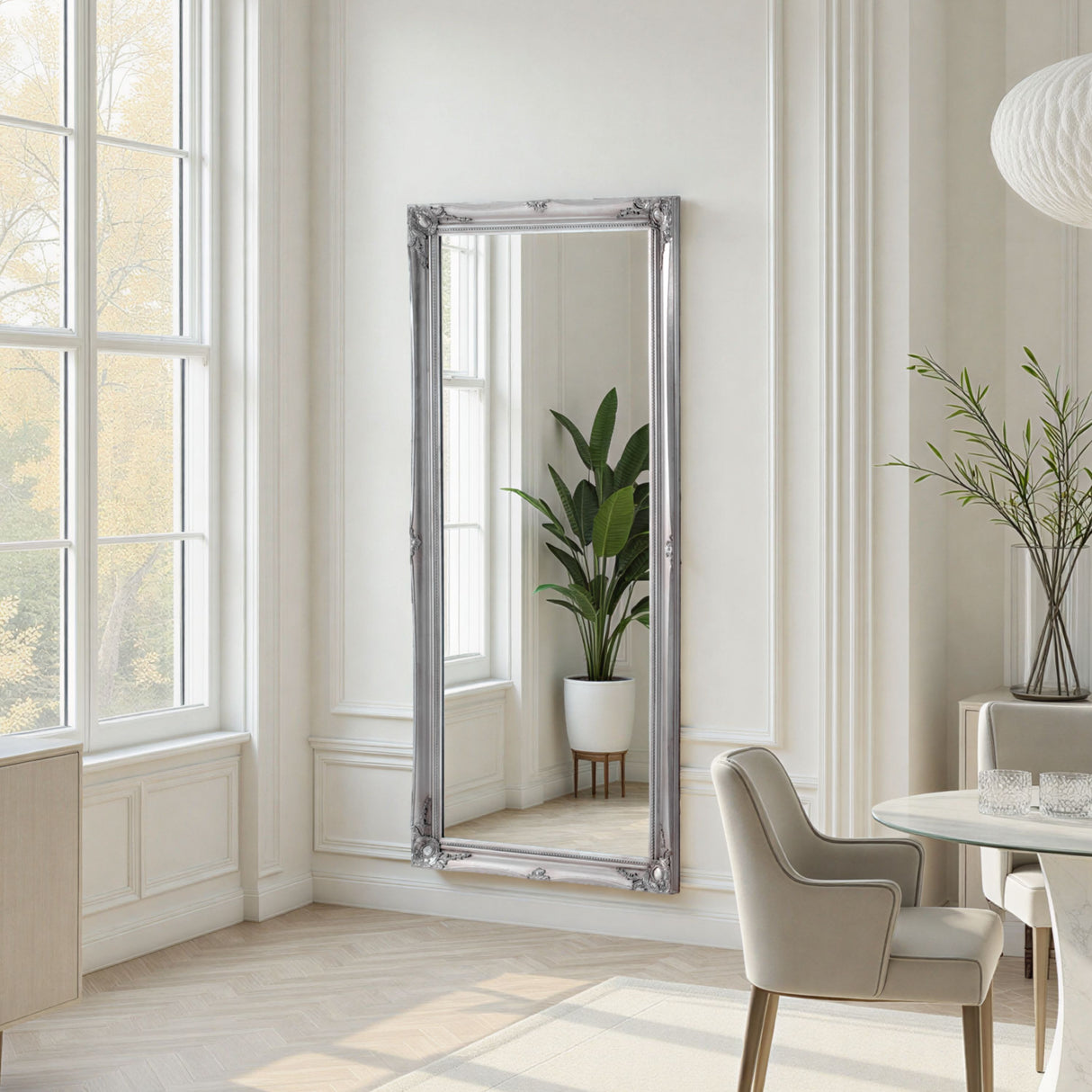 Carved french style full length mirror