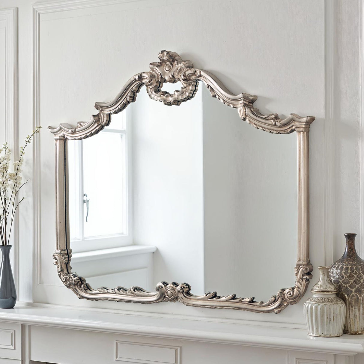Baroque silver mirror