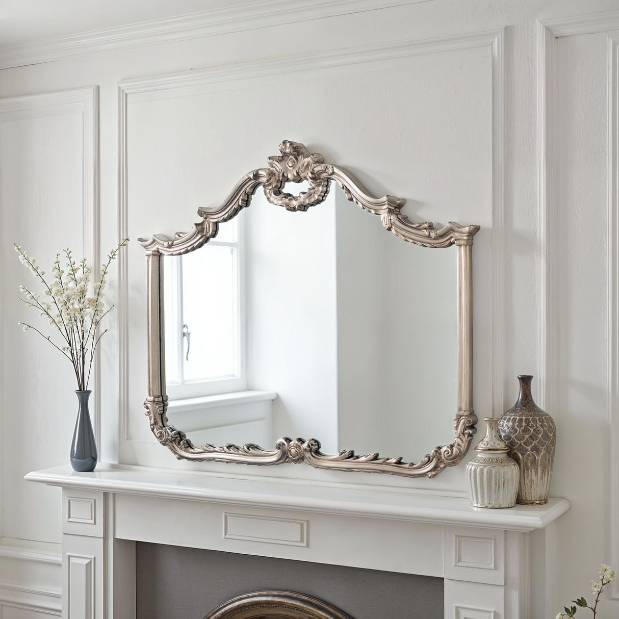 Grand Baroque silver mirror