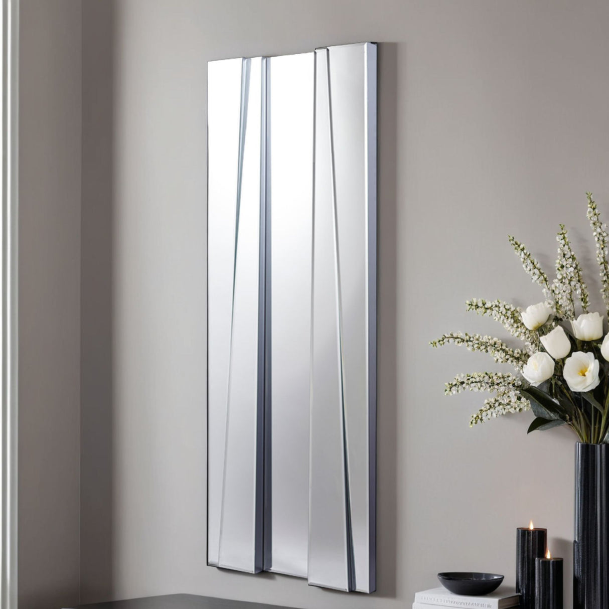 Frameless rectangular layering beveled edge glass mirror