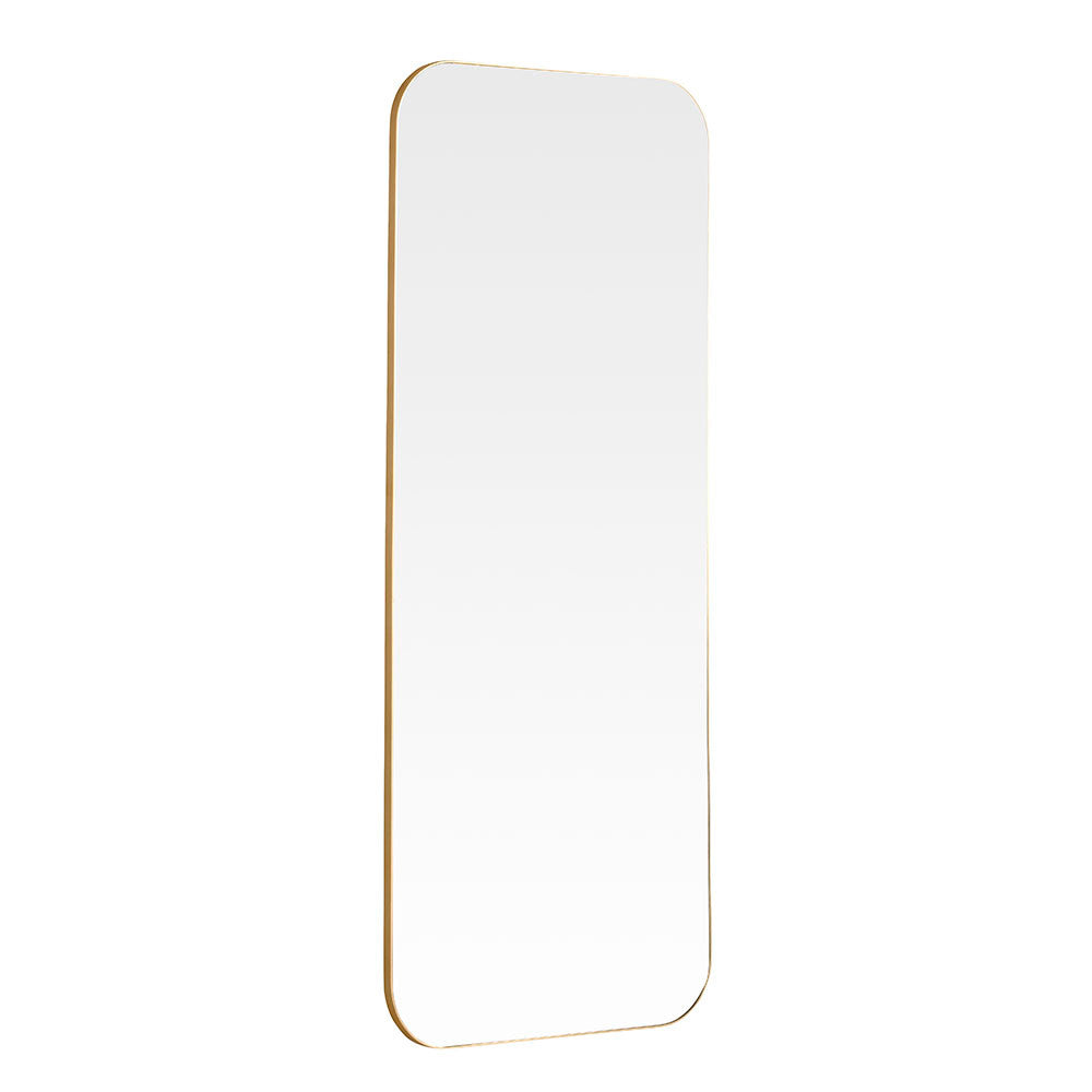 Rectangular curved corner frame minimal gold full length glass mirror