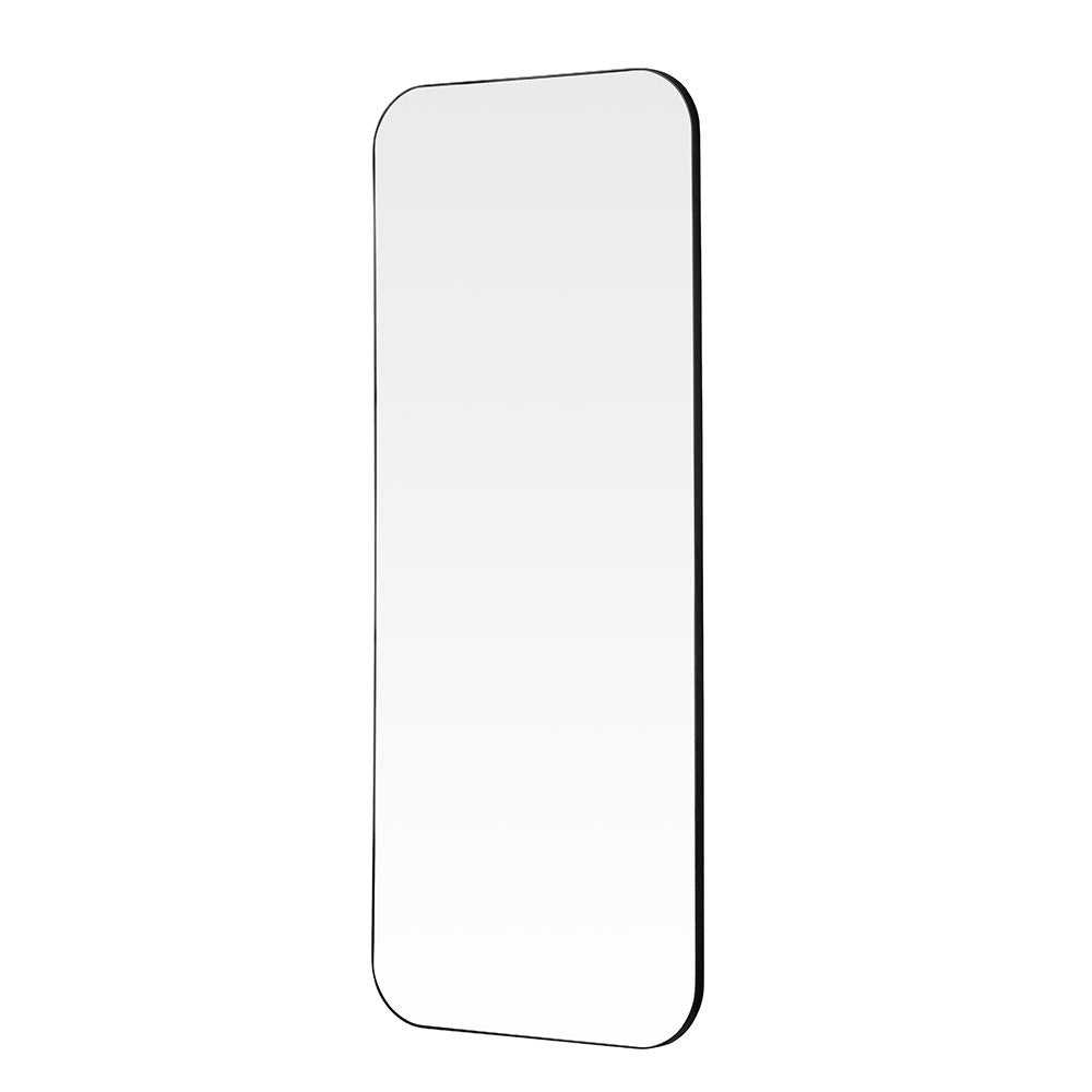Rectangular curved corner frame minimal black full length glass mirror