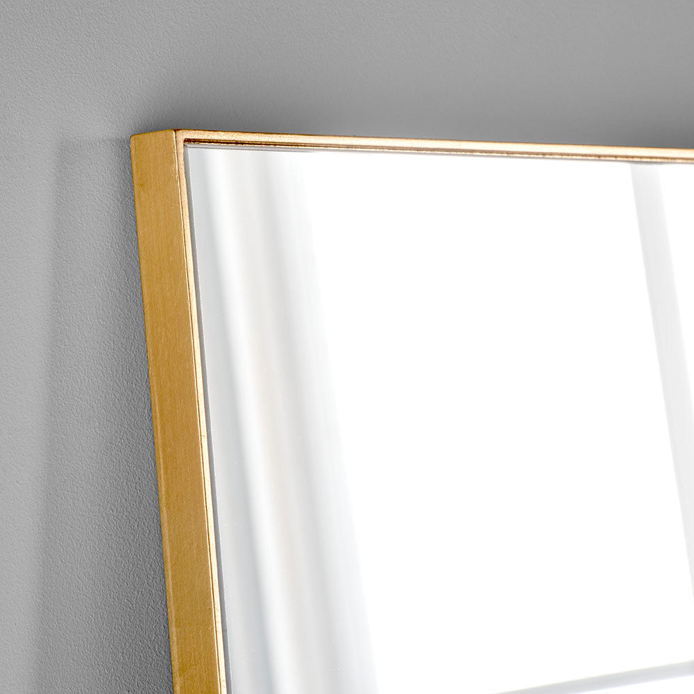 Gold rectangular minimal frame glass mirror